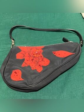 Dior Satin Embroidered Limited Edition Mini Saddle Bag